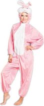 volwassenenkostuum Konijn polyester roze/wit one size