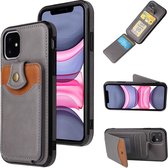 GSMNed – Luxe iPhone X/XS Grijs – hoogwaardig Leren Pu Hoesje – iPhone X/XS Grijs – Card case met sluiting