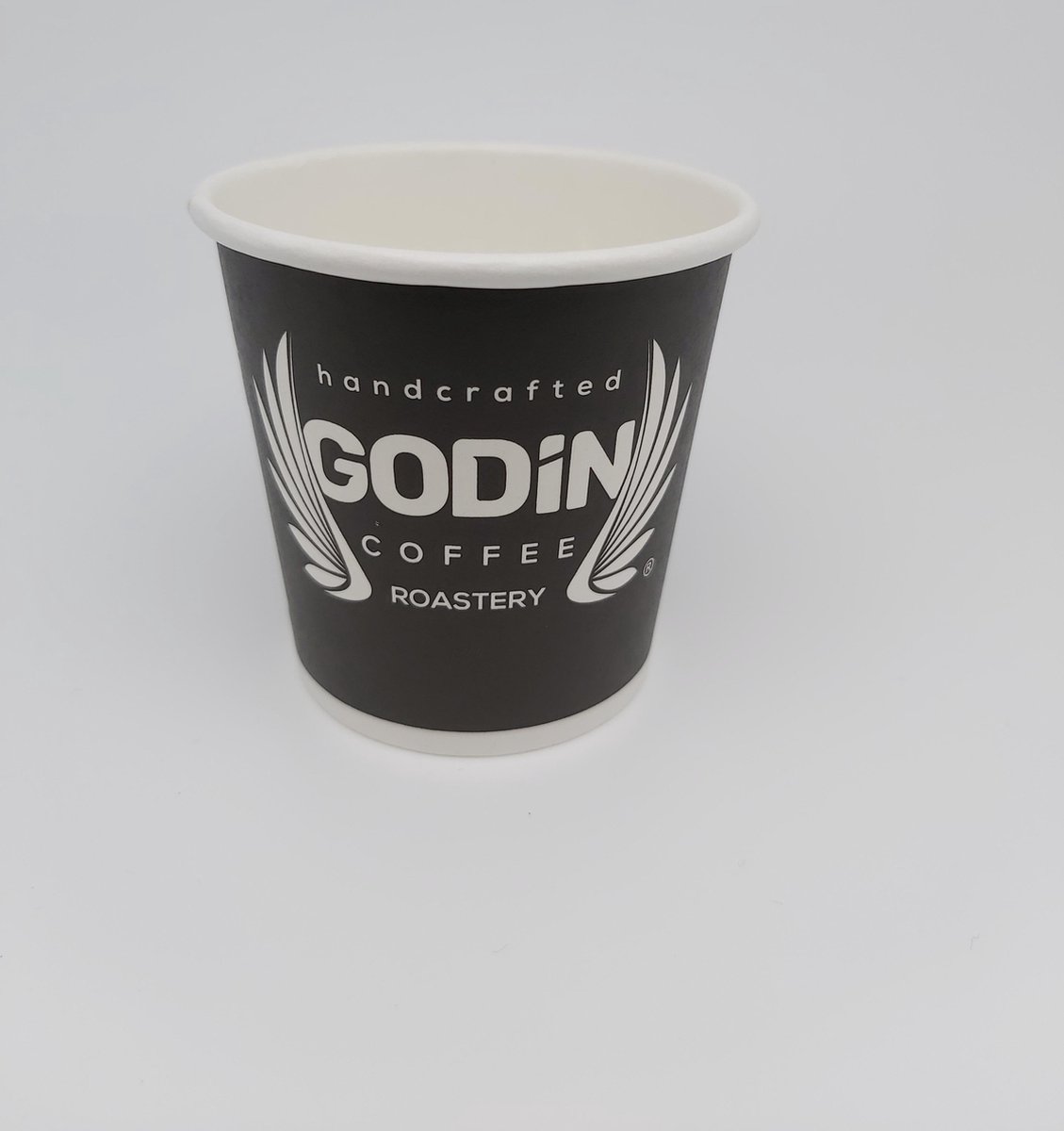GODINCOFFEE zwarte enkelwandige (210g/m² + 18PE) kartonnen espresso / doppio / koffiebeker / drinkbeker 115ml 4oz (1000stuks)