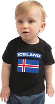 Iceland baby shirt met vlag zwart jongens en meisjes - Kraamcadeau - Babykleding - IJsland landen t-shirt 68 (3-6 maanden)