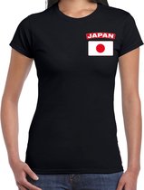 Japan t-shirt met vlag zwart op borst voor dames - Japan landen shirt - supporter kleding XS