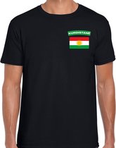 Kurdistane t-shirt met vlag zwart op borst voor heren - Koerdistan landen shirt - supporter kleding L
