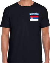 Serbia t-shirt met vlag zwart op borst voor heren - Servie landen shirt - supporter kleding 2XL