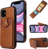 GSMNed – Luxe iPhone X/XS Bruin – hoogwaardig Leren Pu Hoesje – iPhone X/XS Bruin – Card case met sluiting