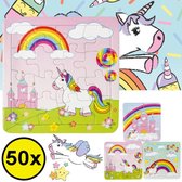 Decopatent® Uitdeelcadeaus 50 STUKS Unicorn / Eenhoorn Puzzels - Traktatie Uitdeelcadeautjes voor kinderen - Speelgoed Traktaties
