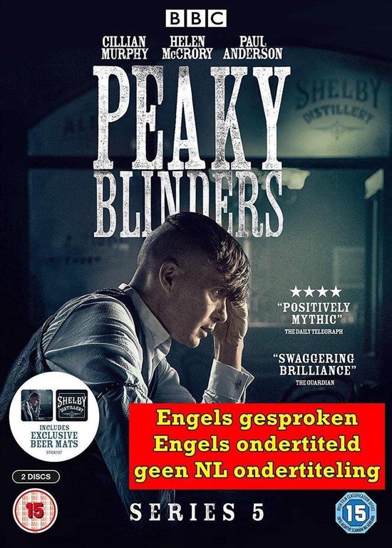 Voorzijde van de Peaky Blinders dvd, met Cillian Murphy en de titel.