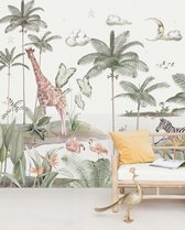 Smiling Jungle Moon Behang Mural - Behangpapier Slaapkamer - 200cm x 280cm - Mat Vliesbehang - Creative Lab Amsterdam