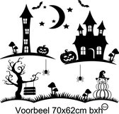 Raamsticker Halloween Sticker Feest Figuren - Statische - Herbruikbare Raamfolie - Spookhuis  -Vleermuis Pompoen