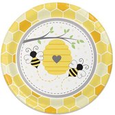 feestborden Bumblebee Baby junior 23 cm geel 8 stuks