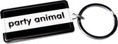 sleutelhanger Party Animal 13,5 x 4,5 cm zwart/wit