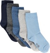 sokken jongens katoen blauw/grijs 5 paar maat 35-38