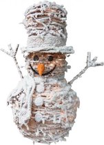 kerstfiguur sneeuwman led 50 cm hout bruin/wit