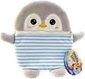 opbergzakje Trouble Eater Pingu√Øn junior 31,5 cm pluche grijs