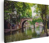 Artaza Peinture sur toile Pont envahi sur l'Oudegracht à Utrecht - 60x40 - Photo sur toile - Impression sur toile