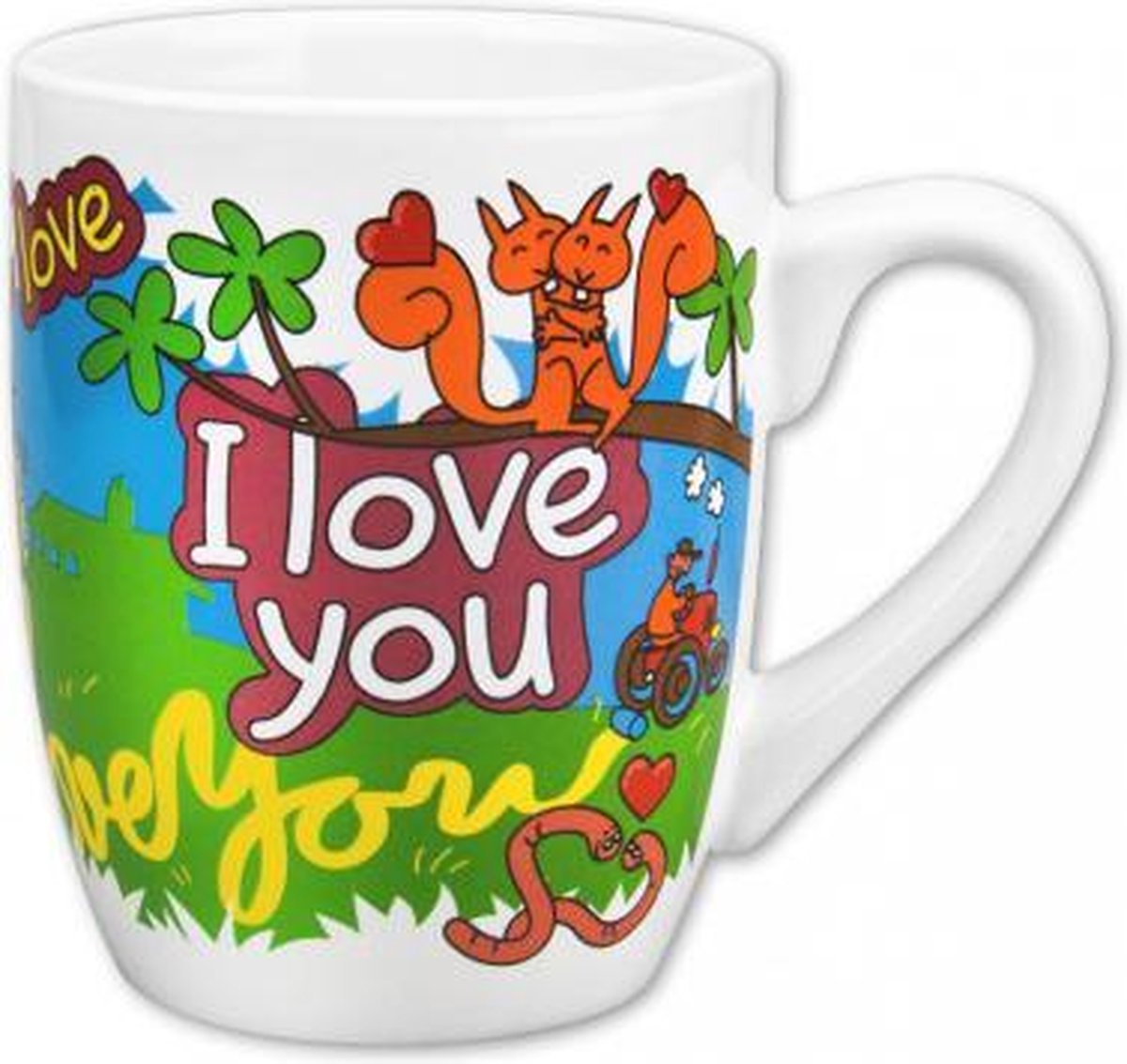 mok catoon-stijl I love you keramiek 325ml wit