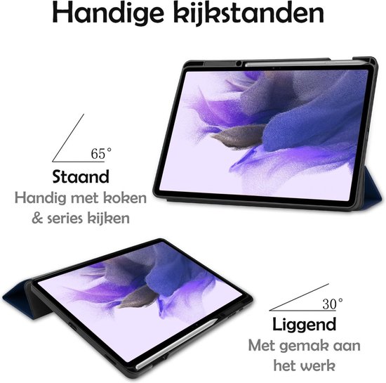 Samsung Tab S7 FE Case Luxe Case Book Case With Cutout S Pen - Samsung Galaxy Tab S7 FE 12,4 pouces - Blauw foncé