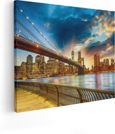 Artaza Canvas Schilderij New York Brooklyn Brug  - 50x40 - Foto Op Canvas - Canvas Print