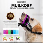 Muilkorf hond Zwart/roze Maat L - Fleece - Reflecterend - Snuitomvang 24-38 cm - Voorkomt ongewenst gedrag bij honden