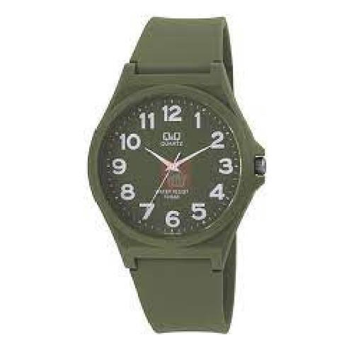 QQ VS42J009Y - Horloge - Sport - Analoog - Unisex - Plastic band - Rond - Cijfers - Kunststof - Donkergroen - Wit - 10 ATM