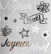 stickerset "Joyeux No√´l" 28,5 x 30,5 cm wit/zilver 12-delig