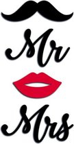 3D-muurstickers Mrs & Mr 15,5 x 34 cm zwart 4-delig