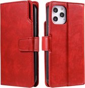 iPhone 12 Mini Luxe Book Case Hoesje - PU Leer - Pasjeshouder - Magnetische Sluiting - Apple iPhone 12 Mini - Rood