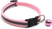 Kattenhalsband met belletje - Reflecterend - Verstelbaar - 19 / 32 cm - Kattenbandje - Halsband kat - Cat - Kitten - Katten halsband - Roze