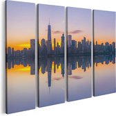 Artaza Canvas Schilderij Vierluik New York Skyline Bij Zonsopgang - 80x60 - Foto Op Canvas - Canvas Print