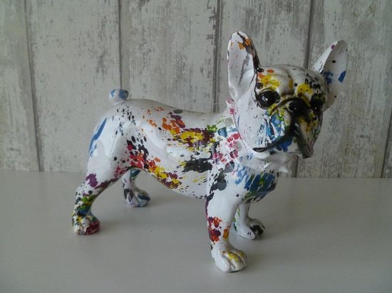 Unpoten Franse bulldog-figuren, standbeeld, bulldog-dienblad