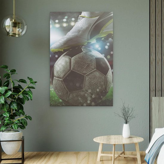Artaza - Peinture sur toile - Coup d'envoi du Voetbal avec le ballon dans le stade - 60 x 90 - Photo sur toile - Impression sur toile