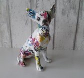 Hondenbeeldje Chihuahua - Decoratie woonkamer - Ornament voor vensterbank of bijzettafel - Kunst-beeldje - Painting Art 25 CM Hoog