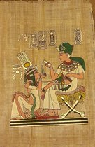 Papyrus - Toetanchamon en Anchesenamon - Liefde -  66 x 44 cm - Met de hand ingekleurd
