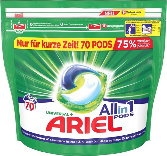 ARIEL 3en1 PODS Lessive en capsules UNIVERSAL, 30 lavages