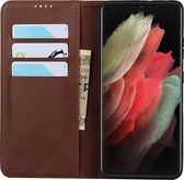 Bookcase Samsung Galaxy S21 Plus | Hoogwaardig PU Leren Hoesje | Luxe Uitstraling | Telefoonhoesje | Portemonnee | Bruin