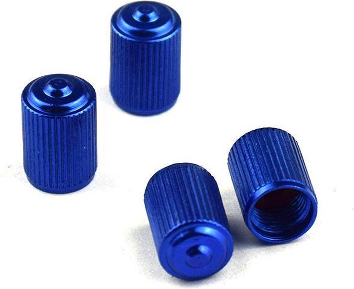 TT-products ventieldoppen Standaard Look aluminium 4 stuks blauw