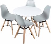 Alice's Garden Kindertafel met stoelen CHARLIE - 4 stoelen - Rond Ø60x H48cm- Naturel/Grijs