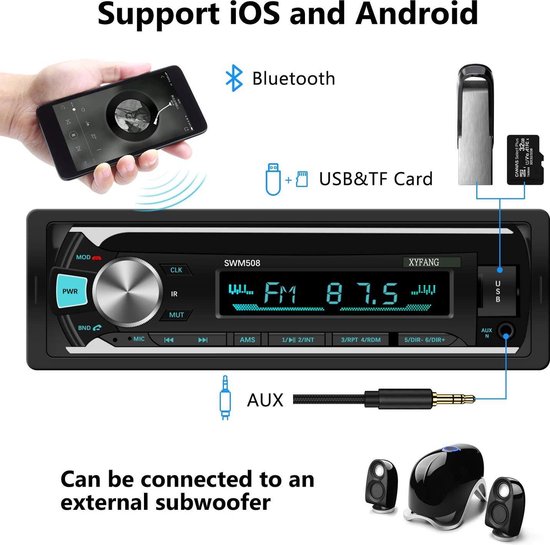 Autoradio Bluetooth, autoradio GOKOCO mains libres Bluetooth avec USB/TF/AUX,...  | bol