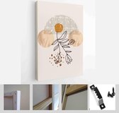 Painting Wall Pictures Home Room Decor. Modern Abstract Art Botanical Wall Art. Boho. Minimal Art Flower on Geometric Shapes Background - Modern Art Canvas - Vertical - 1955054914