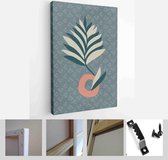 Teal and Peach Abstract Botanical Organic Art Illustration. Set of soft color painting wall art for house decoration - Modern Art Canvas - Vertical - 1963826755 - 40-30 Vertical