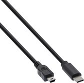 USB Mini B naar USB-C kabel - USB2.0 - tot 1A / zwart - 5 meter