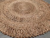 Vloerkleed jute naturel rond 120cm handgemaakt met lussen