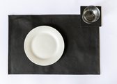 LexDesign 100% Leren Placemats - Antislip Placemat Handgemaakt - 45x30cm - Set van 2 - Zwart