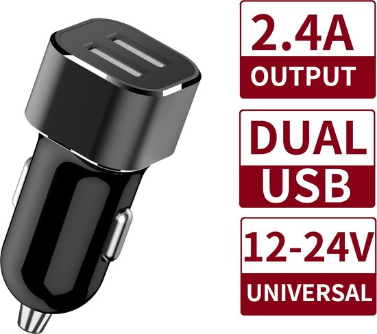Chargeur de voiture double USB 12V / 24V Chargeur de voiture pour port  allume-cigare -... | bol.com