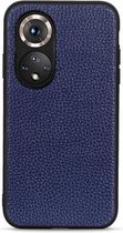 Voor Honor 50 Nauwkeurige Hole Litchi Textuur Lederen Schokbestendige Case (Blauw)