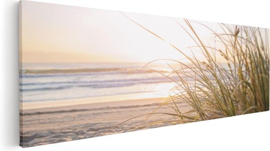 Artaza - Peinture sur toile - Plage et dunes au coucher du soleil - 120 x 40 - Groot - Photo sur toile - Impression sur toile