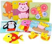 ZaCia Houten 3D Puzzel Dieren - Educatief speelgoed - Montessori Speelgoed -  Legpuzzel - Blokpuzzel - 3D Puzzel