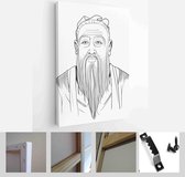 Confucius (551-479) portrait in line art illustration. He was Chinese philosopher, scholar - Modern Art Canvas - Vertical - 1306201555 - 115*75 Vertical