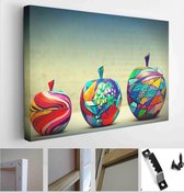 Wooden apples painted by hand. Handmade, contemporary art - Modern Art Canvas - Horizontal - 258943688 - 115*75 Horizontal