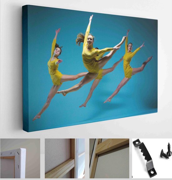 The modern ballet dancers dancing on gray background - Modern Art Canvas - Horizontal - 396049438 - 80*60 Horizontal