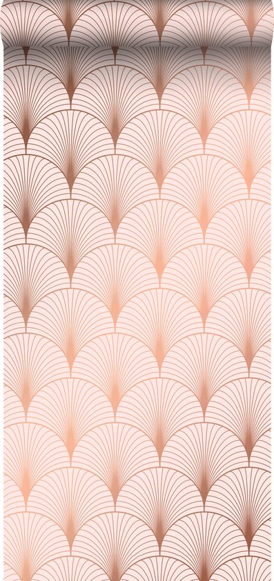 pomp prachtig Mammoet ESTAhome behang art deco motief zacht roze en roségoud - 139229 - 0,53 x  10,05 m | bol.com
